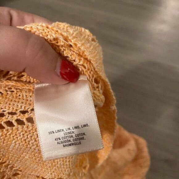 Moth Anthropologie peach linen blend crochet sleeveless hooded pullover top sz M - Picture 7 of 8